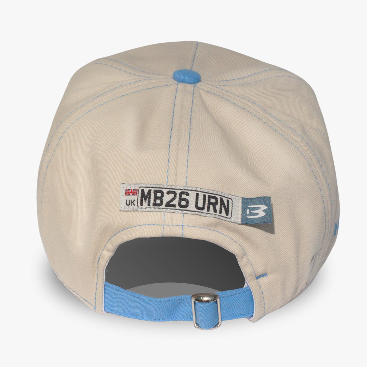 MB26URN Cap, beige crown and blue brim, by MatBurn